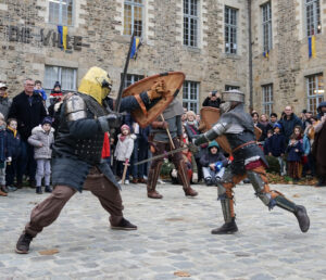 Illustration d'un spectacle de duels entre chevaliers